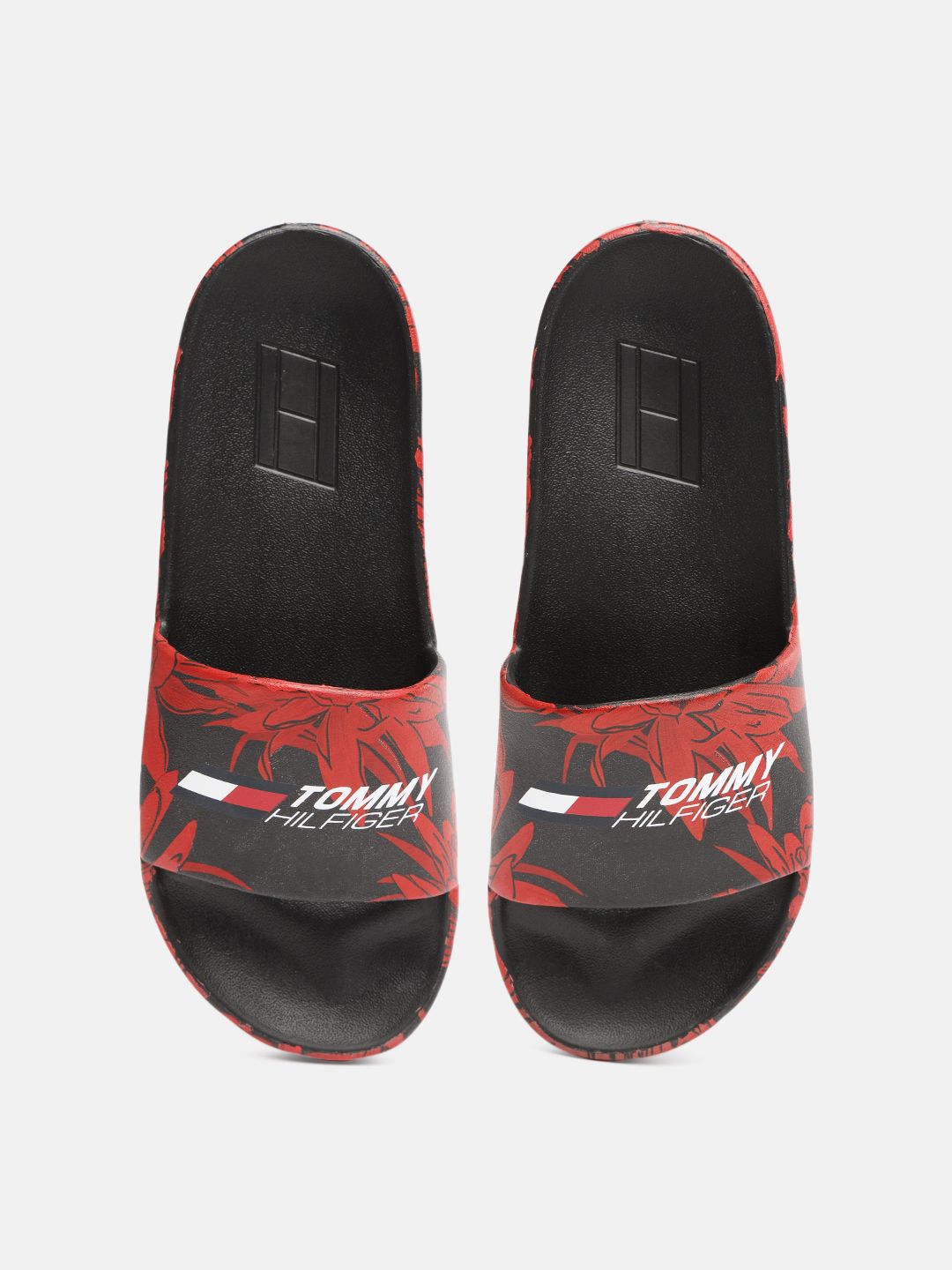 Tommy Hilfiger Women Black Printed Croslite Sliders Price in India