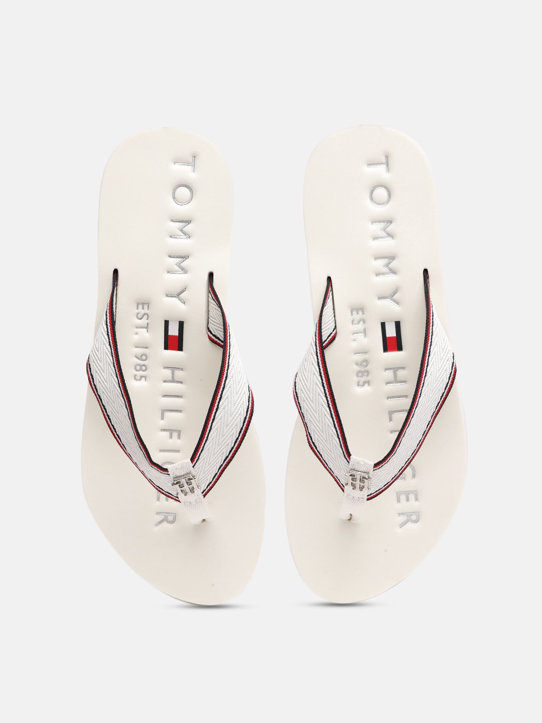 Tommy Hilfiger Women White Printed Thong Flip-Flops Price in India