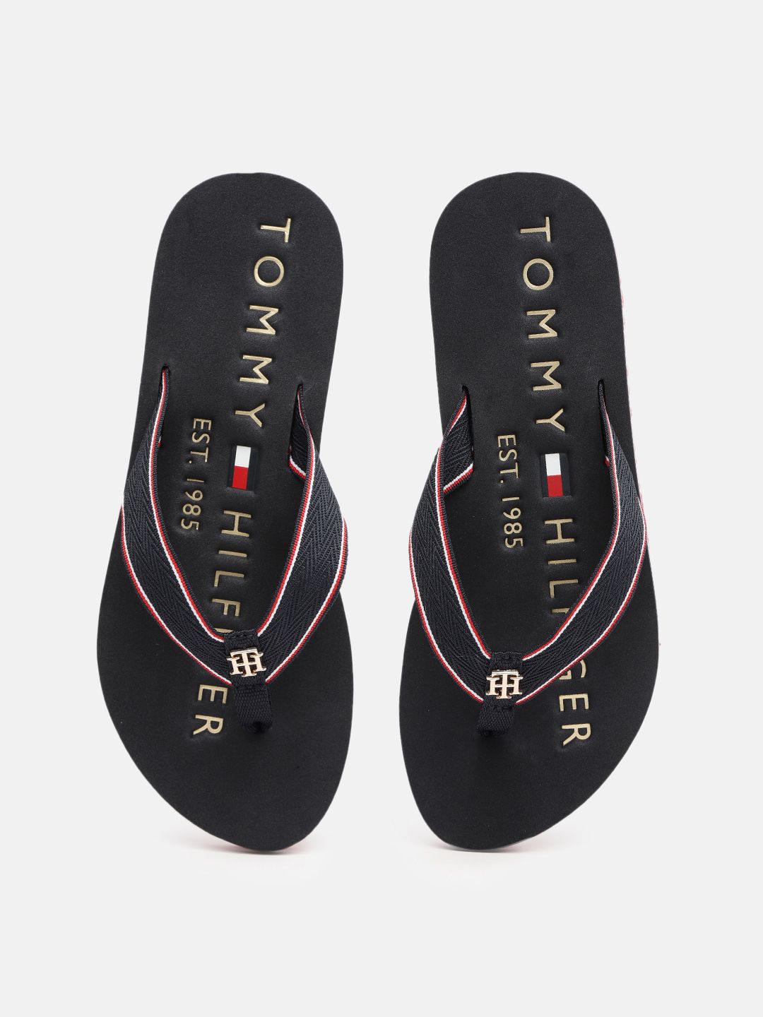 Tommy Hilfiger Women Navy Blue Printed Thong Flip-Flops Price in India