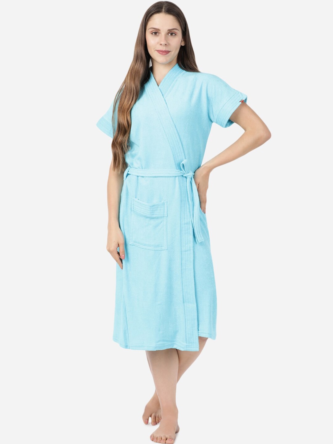 GOLDSTROMS Women Blue Solid Bath Robe Price in India