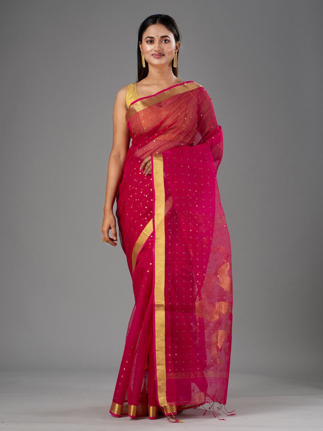 Mitera Pink Woven Design Saree Price in India