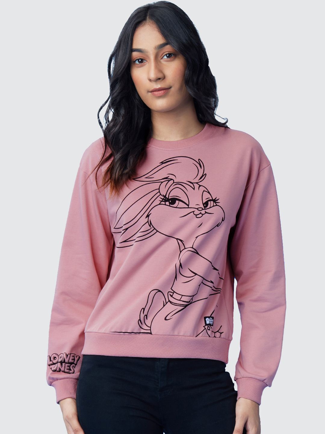 The Souled Store Women Peach-Coloured Lola Bunny Printed Sweatshirt Price in India