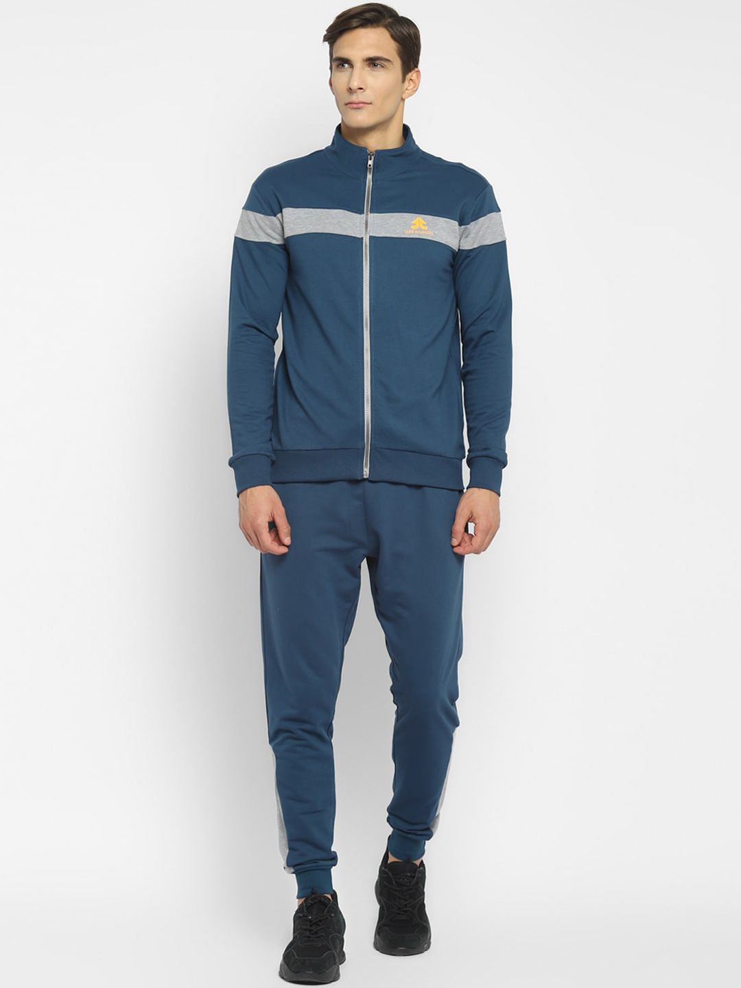OFF LIMITS Men Teal Blue & Grey Solid Tracksuit