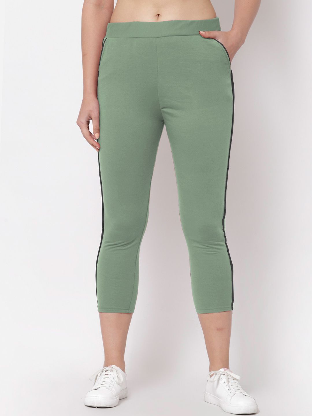 KLOTTHE Women Green Solid Slim Fit Track Pant Price in India