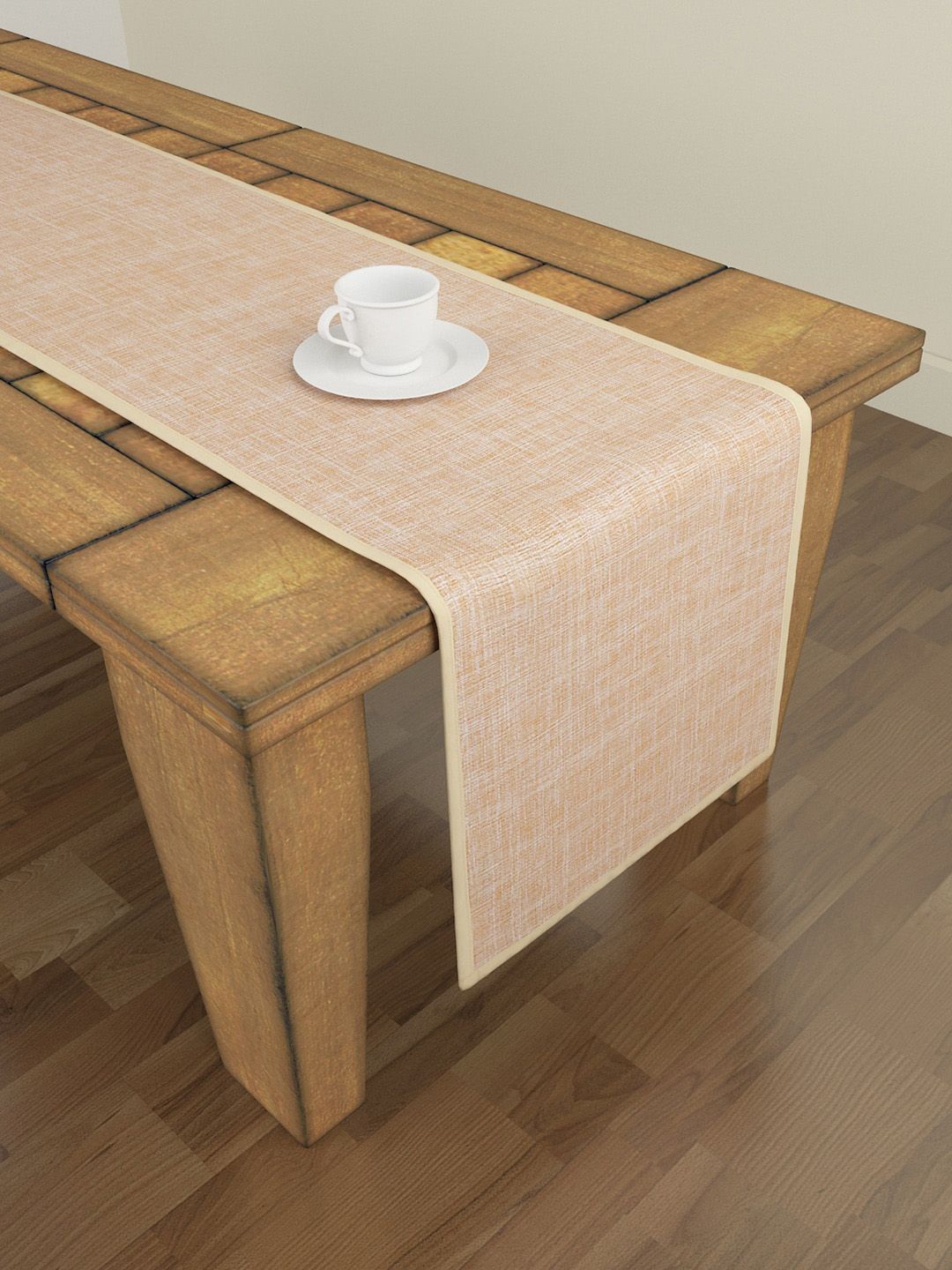 S9home by Seasons Orange & Beige Solid 6-Seater Table Runner Price in India