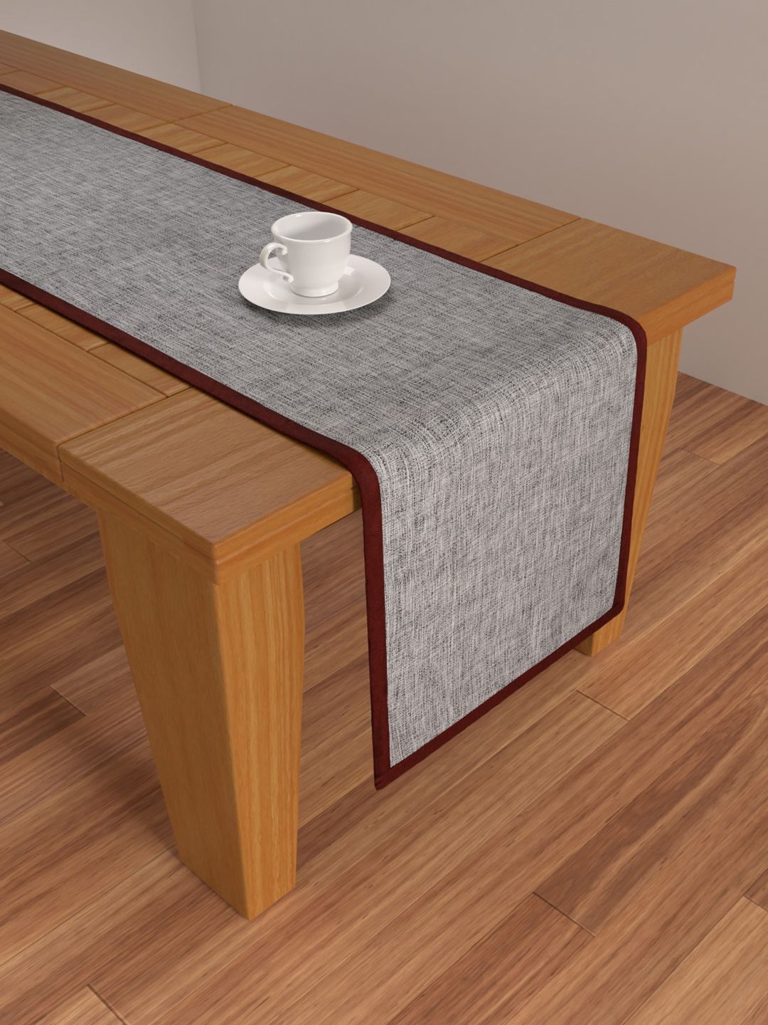 S9home by Seasons Grey & Red Solid 6 Seater Table Runner Price in India