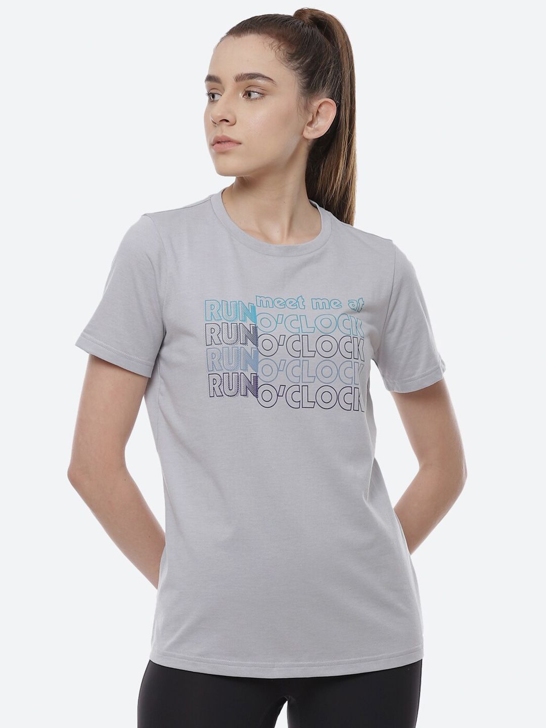 ASICS Women Grey Heritage Font Graphic 3 Training T-shirt Price in India