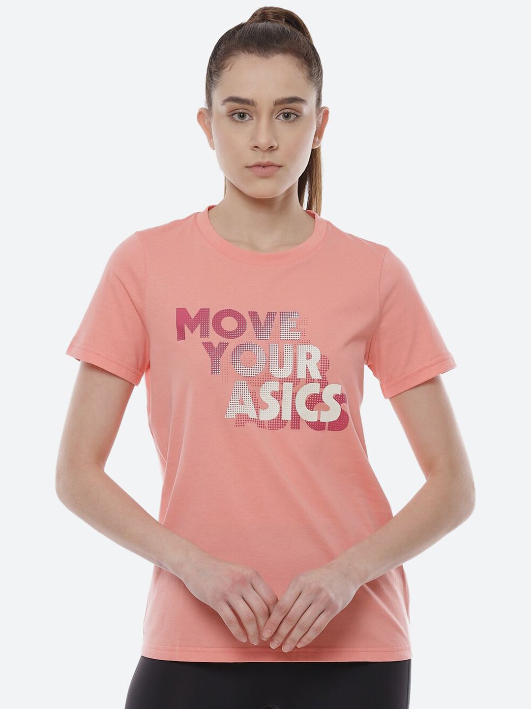 ASICS Women Pink & Purple W Heritage Font Graphic 2 Training T-shirt Price in India