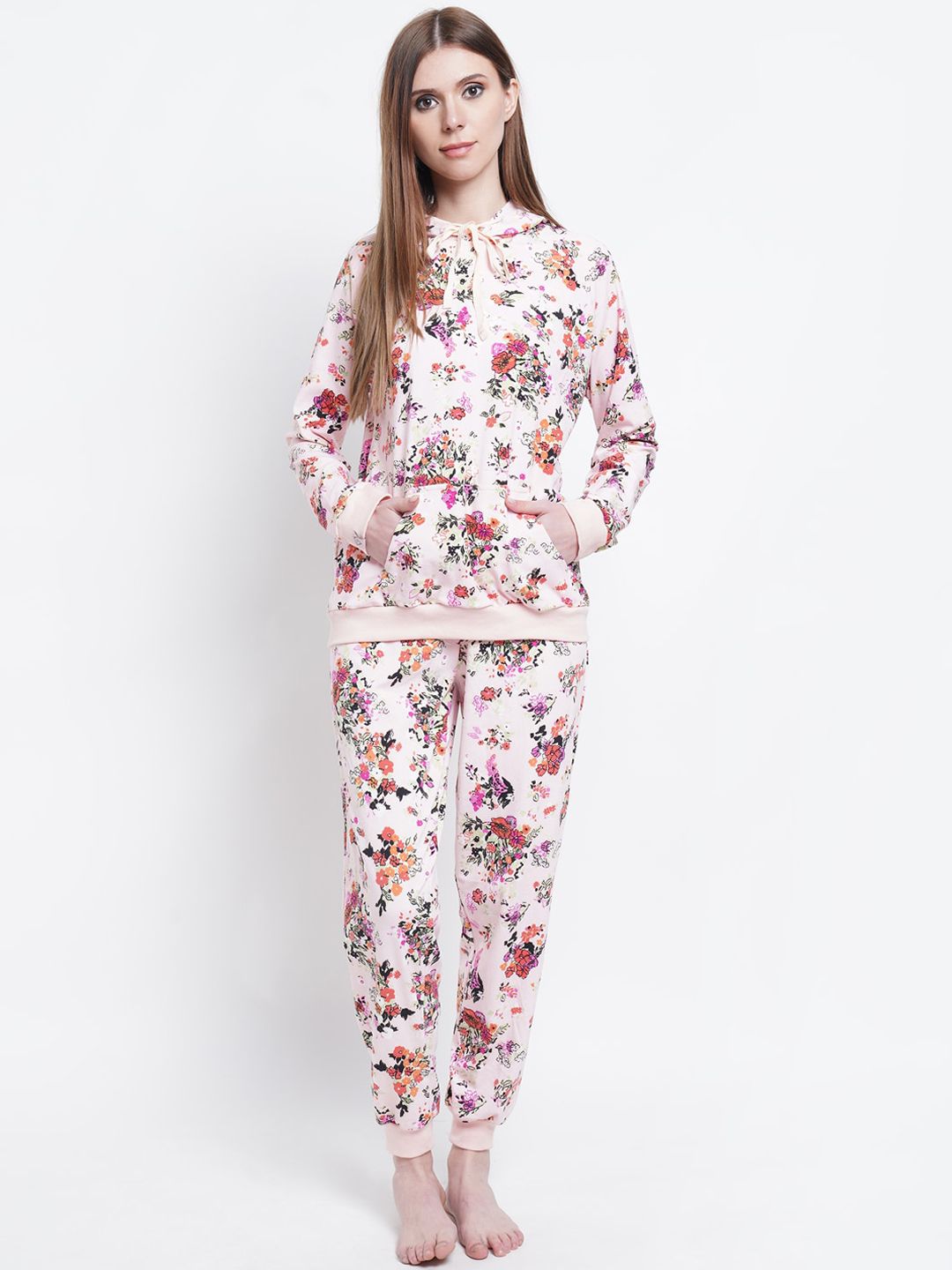 Purple State Women Pink Floral Printed Tracksuit Price in India