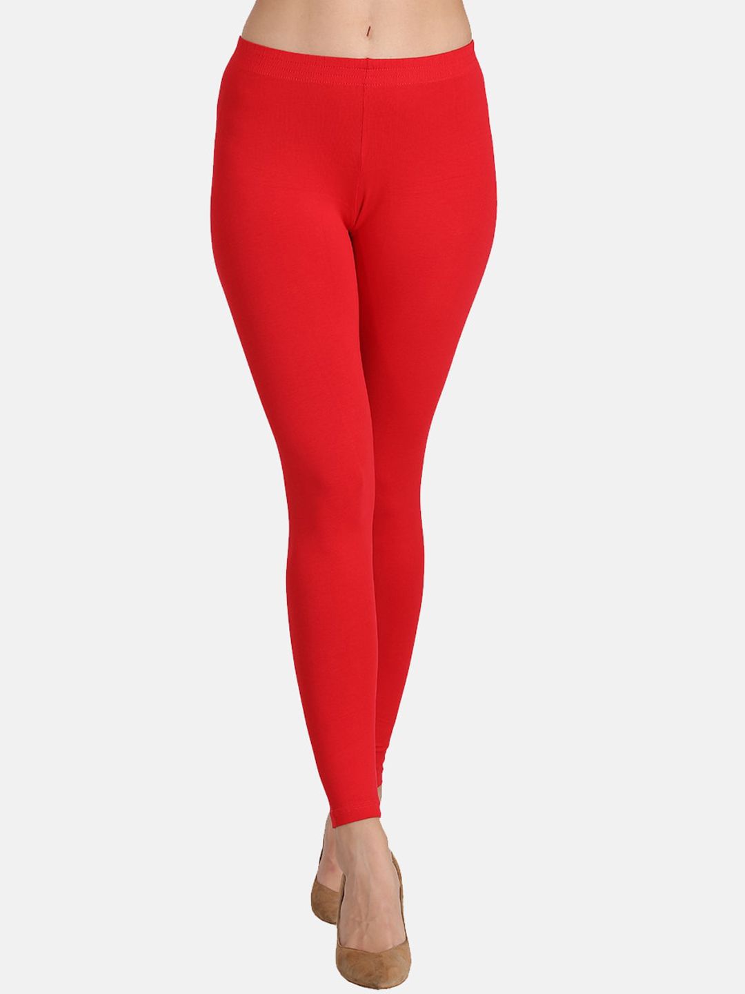 GROVERSONS Paris Beauty Women Red Solid Ankle Length Leggings Price in India