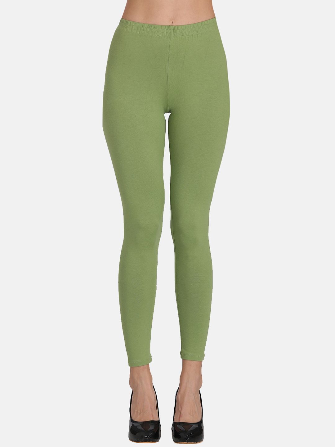 GROVERSONS Paris Beauty Women Olive Green Solid Ankle Length Leggings Price in India