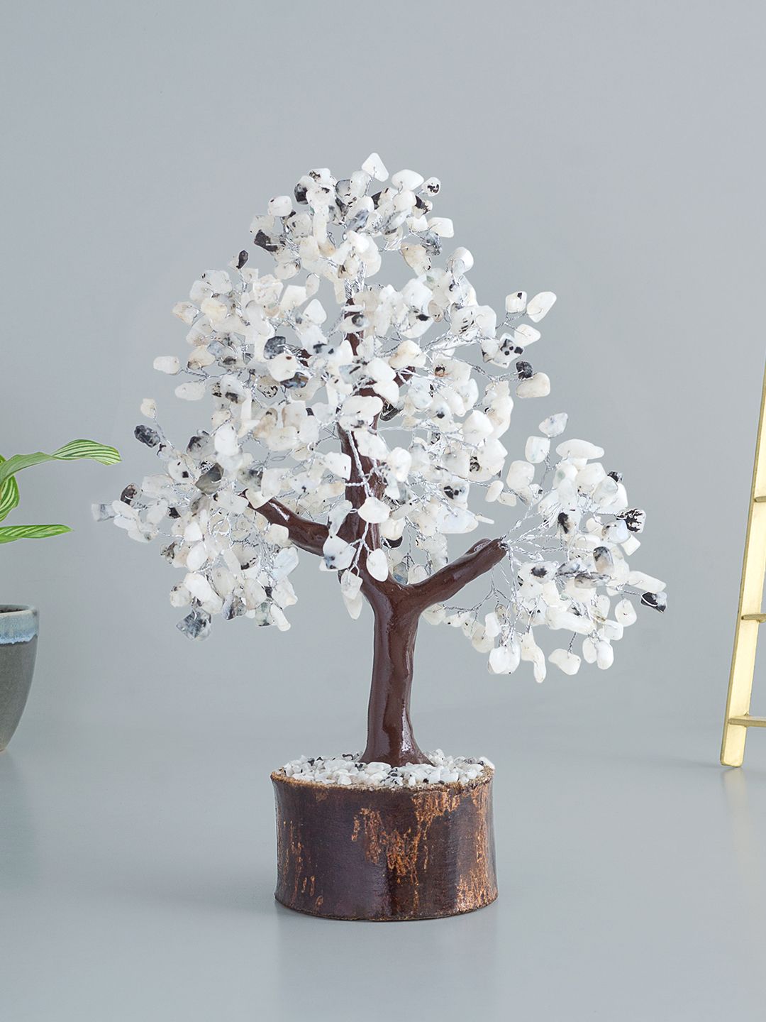Golden Peacock White & Brown Handcrafted Crystal Stone Wish Tree Showpiece Price in India