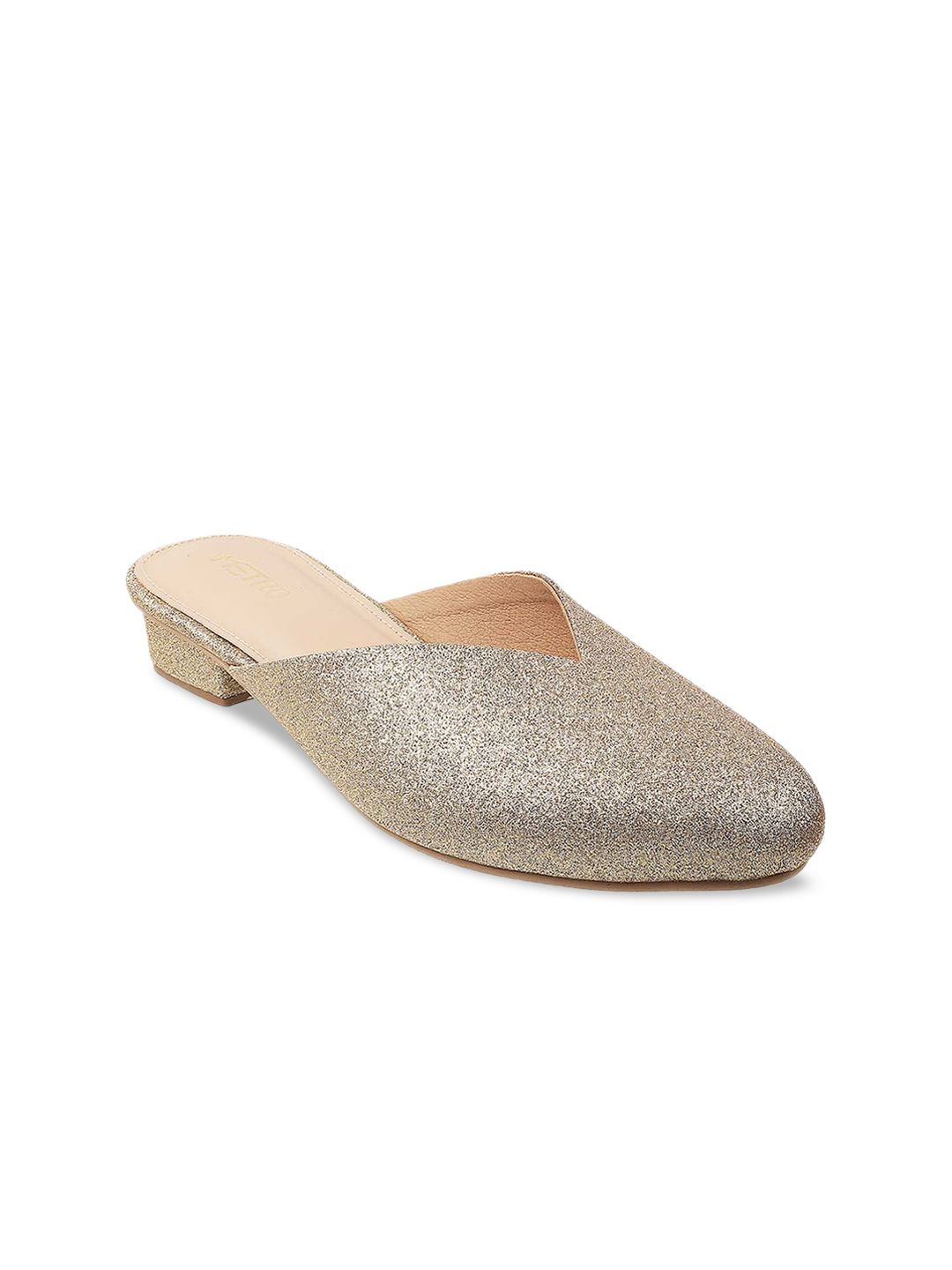 Metro Grey Embellished Block Mules Price in India