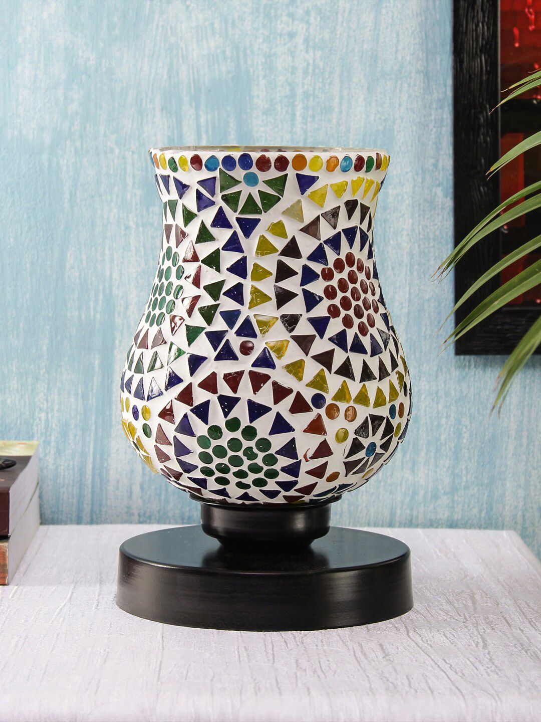 Devansh Multicolored Mosaic Table Lamp Price in India