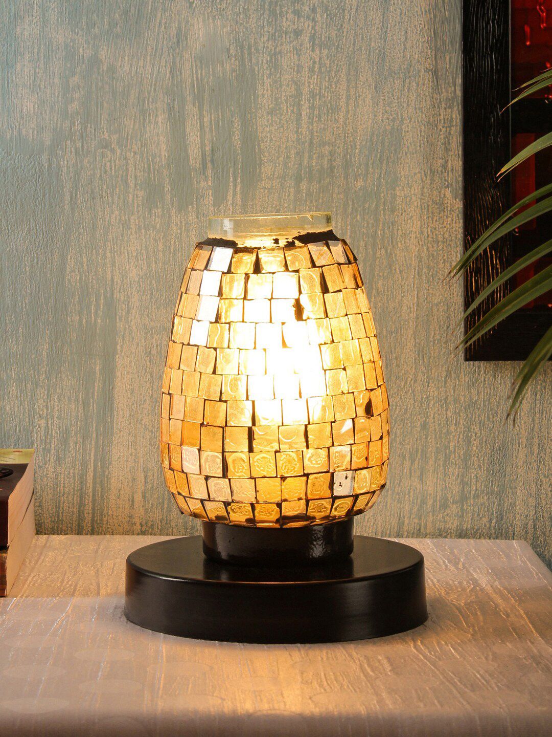 Devansh Multicolor Mosaic Sheesha Table Lamp Price in India