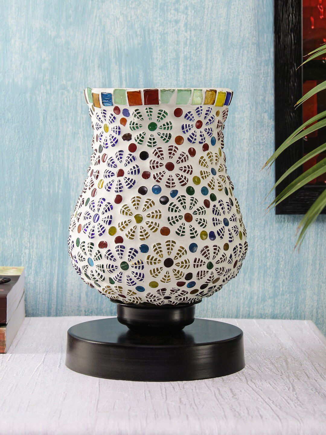Devansh Multicolor Mosaic Mpatti Table Lamp Price in India