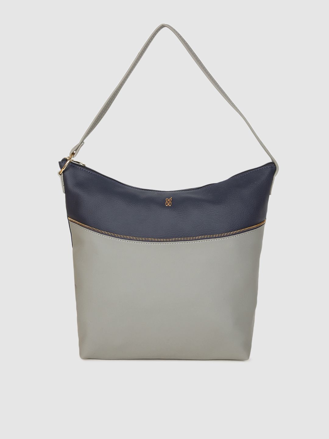 Baggit Navy Blue & Grey Colourblocked Hobo Bag Price in India