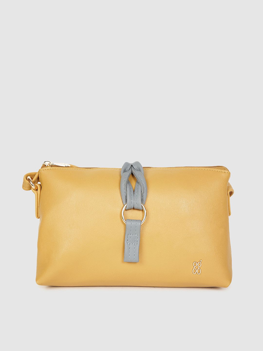 Baggit Yellow Solid Regular Structured Sling Bag with Buckle Detail Price in India