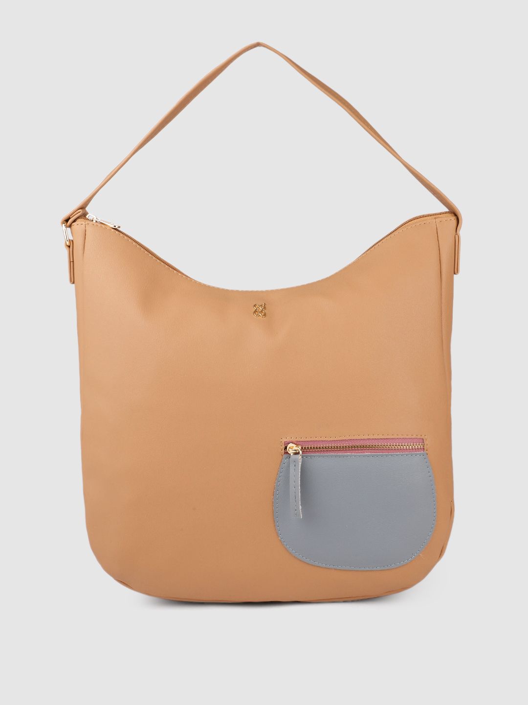 Baggit Beige Solid Hobo Bag Price in India