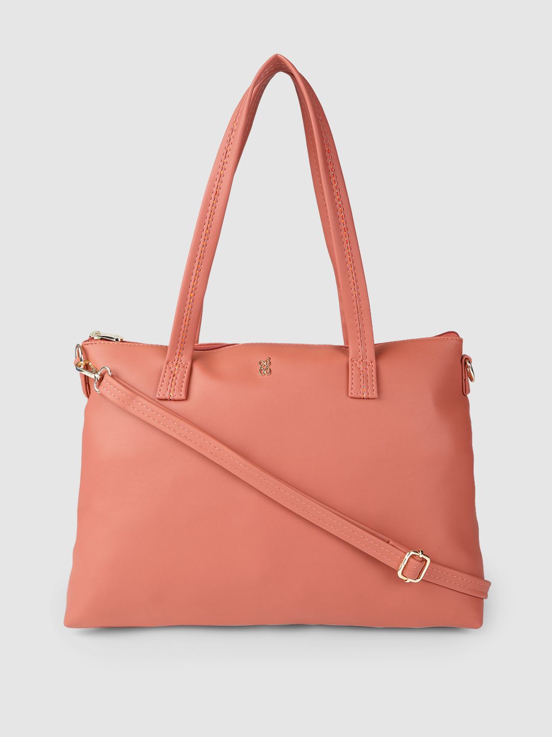 Baggit Peach Pink Solid Regular Structured Shoulder Bag Price in India