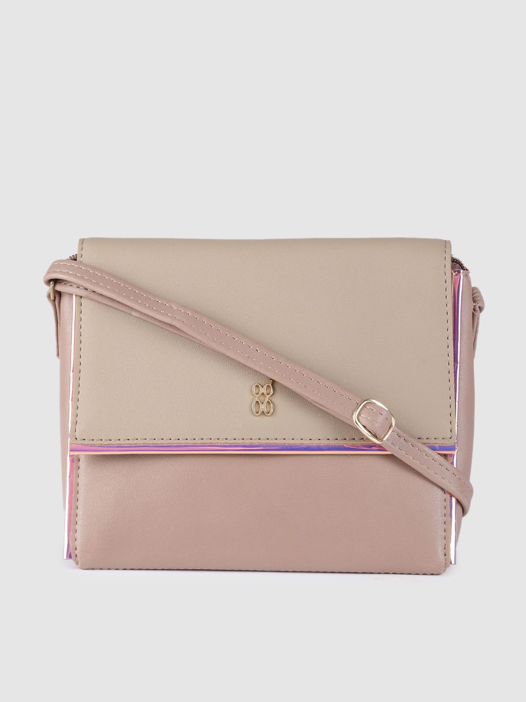 Baggit Dusty Pink & Beige Solid Regular Structured Sling Bag Price in India