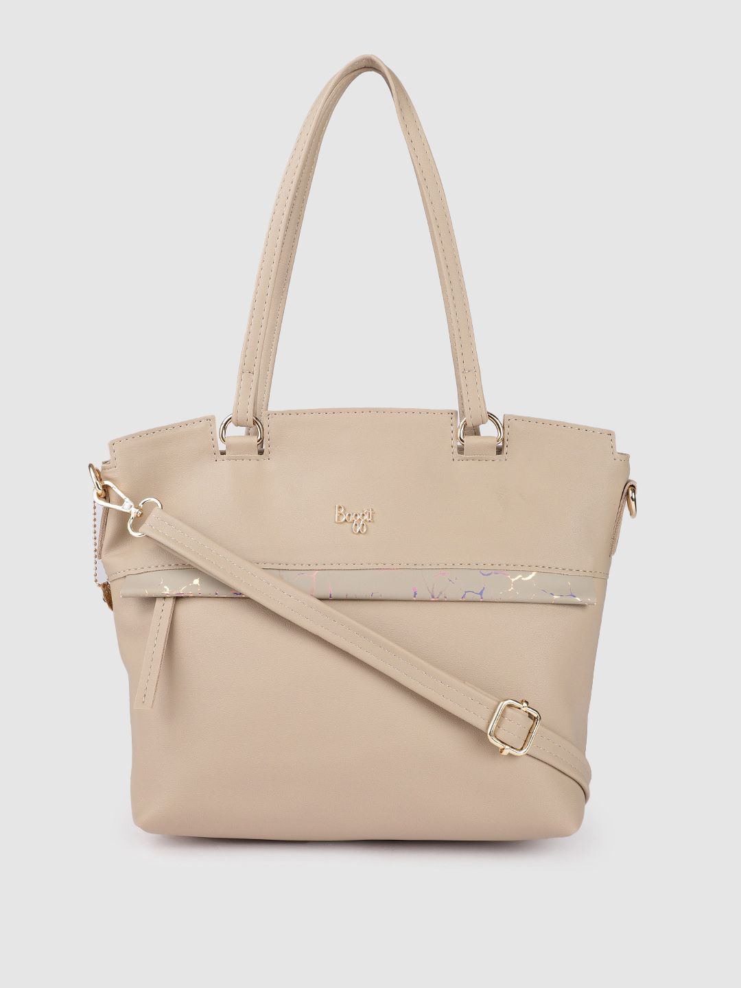 Baggit Women Beige Structured Handheld Bag Price in India