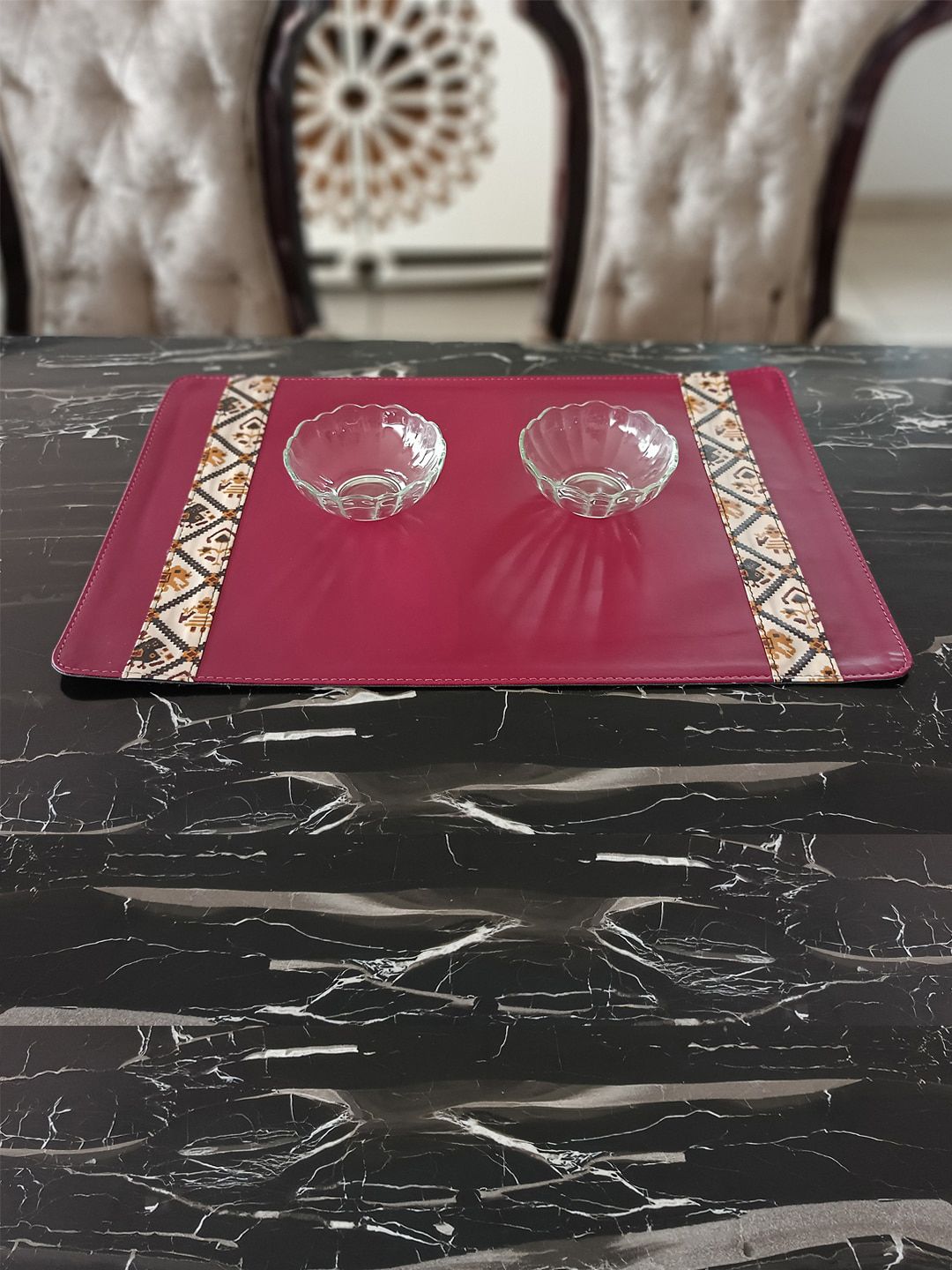 IMARS Maroon Patterned Rectangle-Shaped Table Placemats Price in India