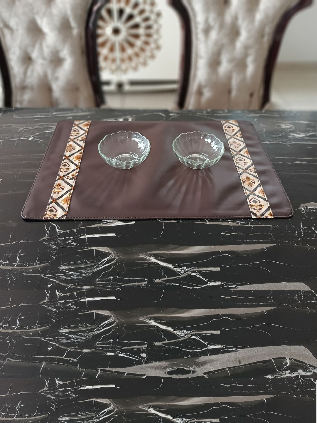IMARS Brown Patterned Rectangle-Shaped Table Placemats Price in India