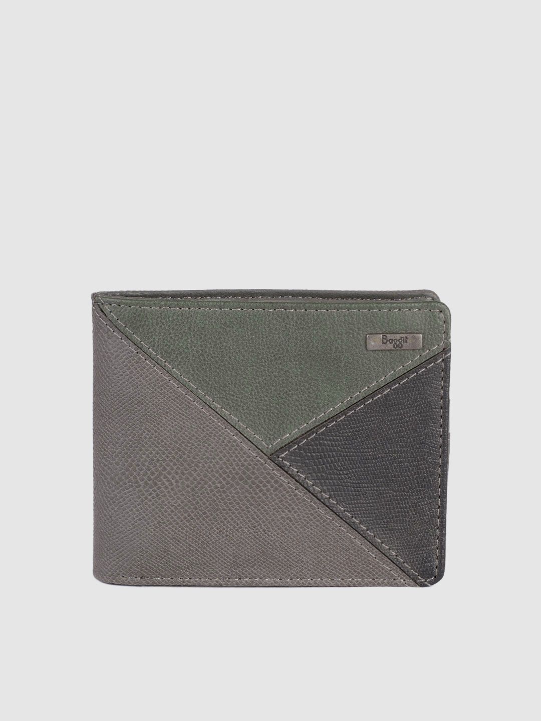 Baggit Women Grey Textured Two Fold Wallet Price in India