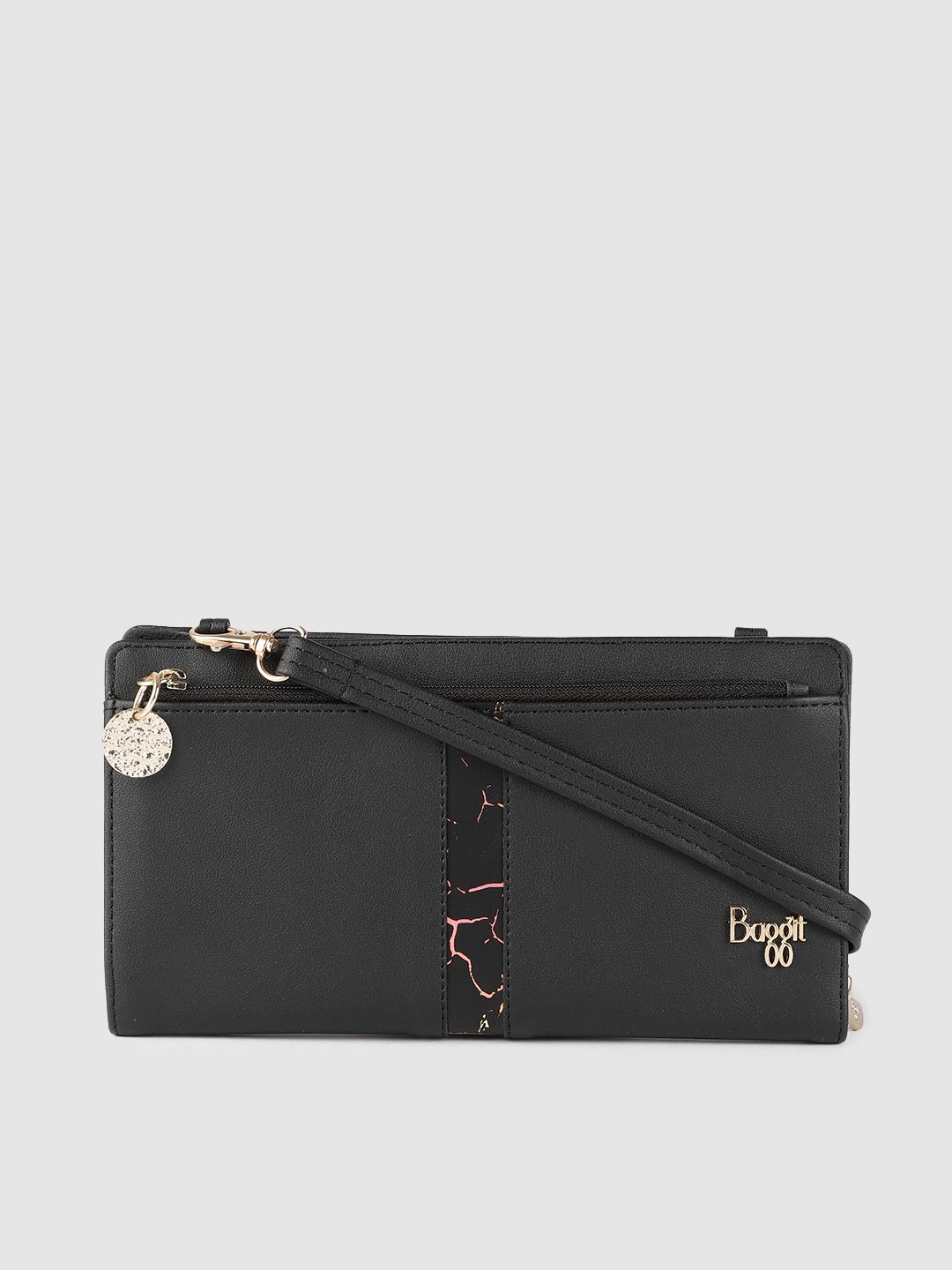 Baggit Women Black Zip Around Wallet Price in India