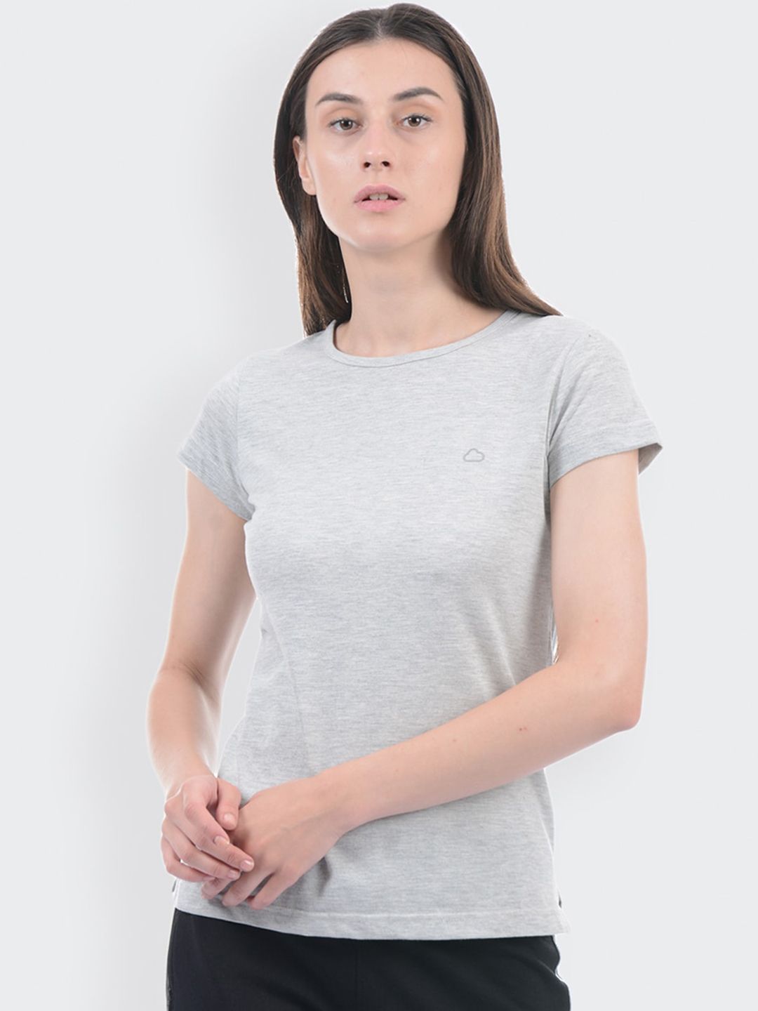 Sweet Dreams Women Grey Solid Cotton Lounge T-Shirt Price in India