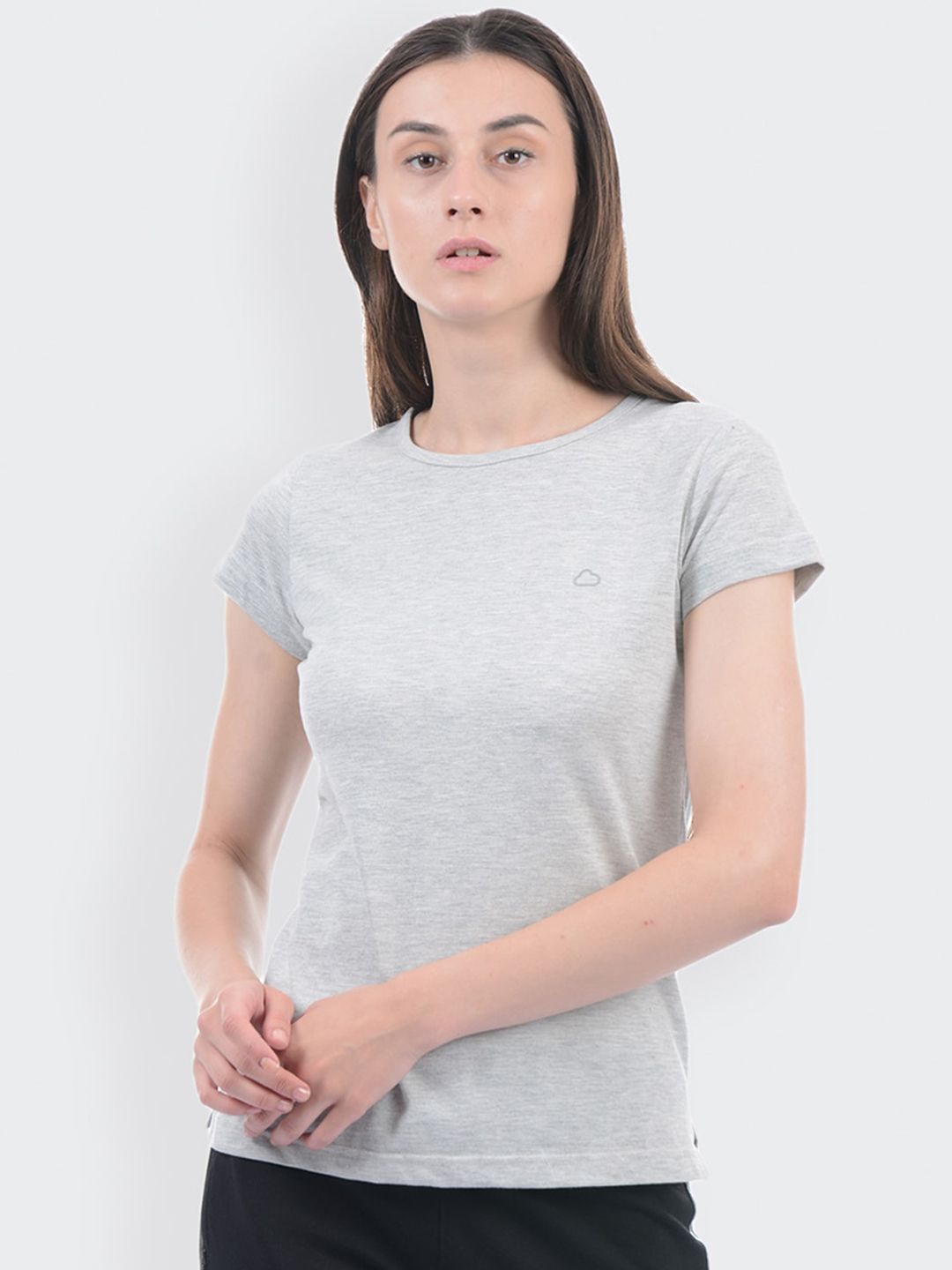 Sweet Dreams Women Grey Solid Cotton Lounge T-Shirt Price in India