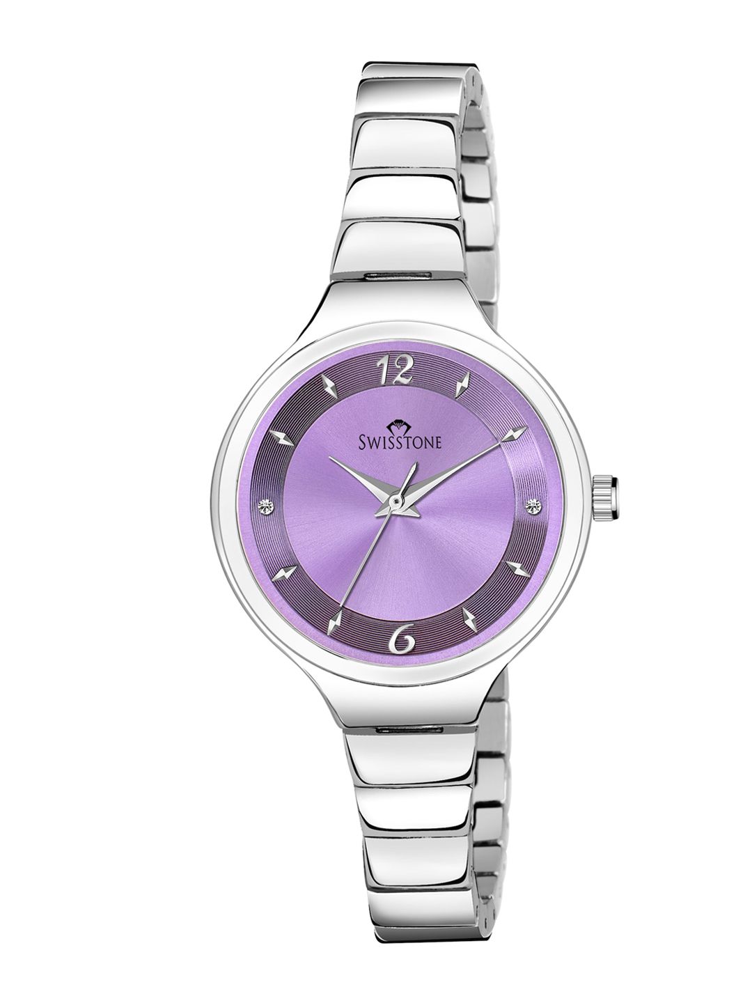 SWISSTONE Women Purple Brass Dial & Silver Toned Bracelet Style Straps Analogue Watch Price in India