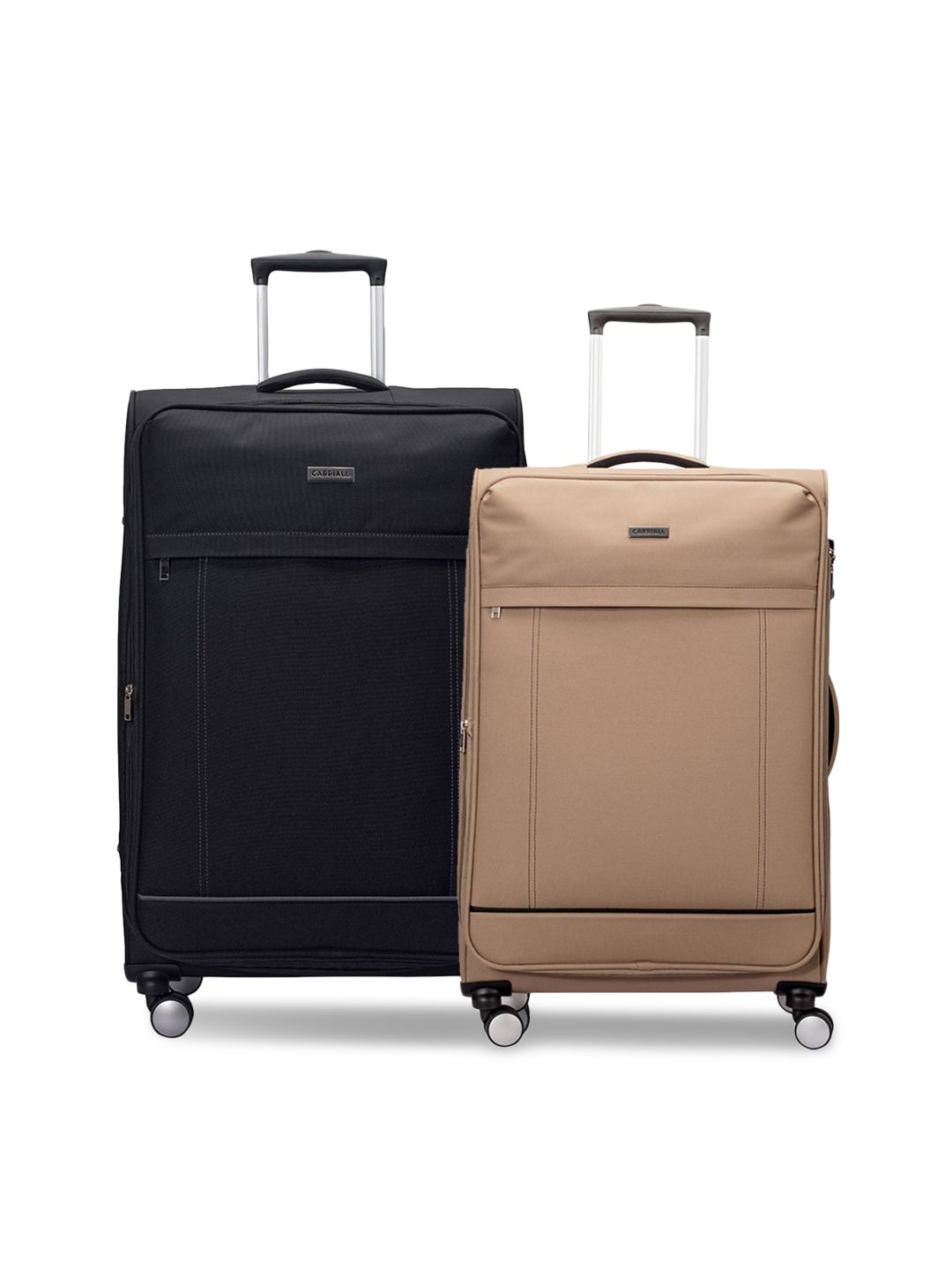 CARRIALL Pack of 2 Black & Beige Large & Medium Luggage Trolley Price in India