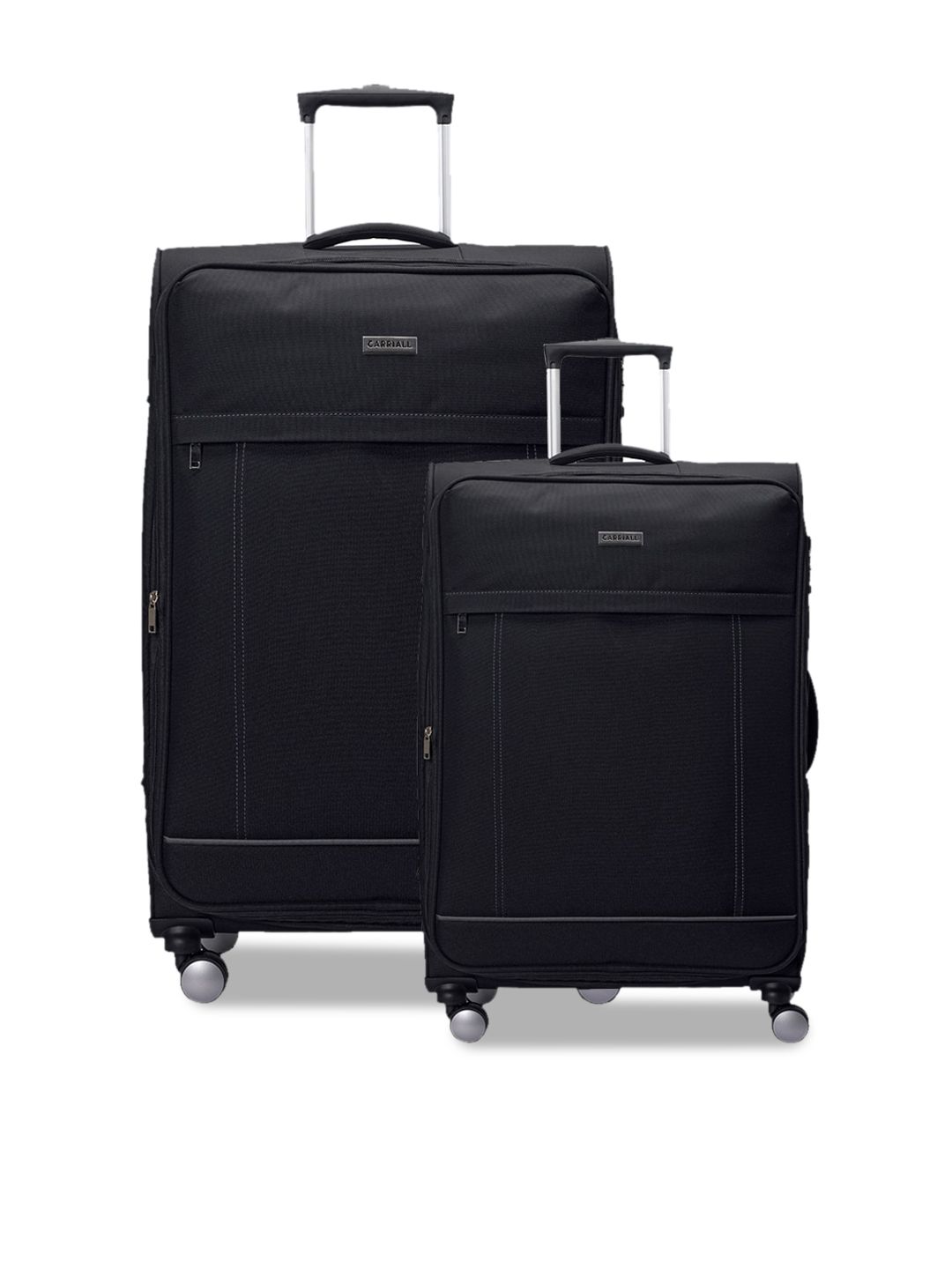 CARRIALL Set Of 2 Black Solid Soft-Sided Medium & Small Trolley Suitcases-24 inch &20 inch Price in India