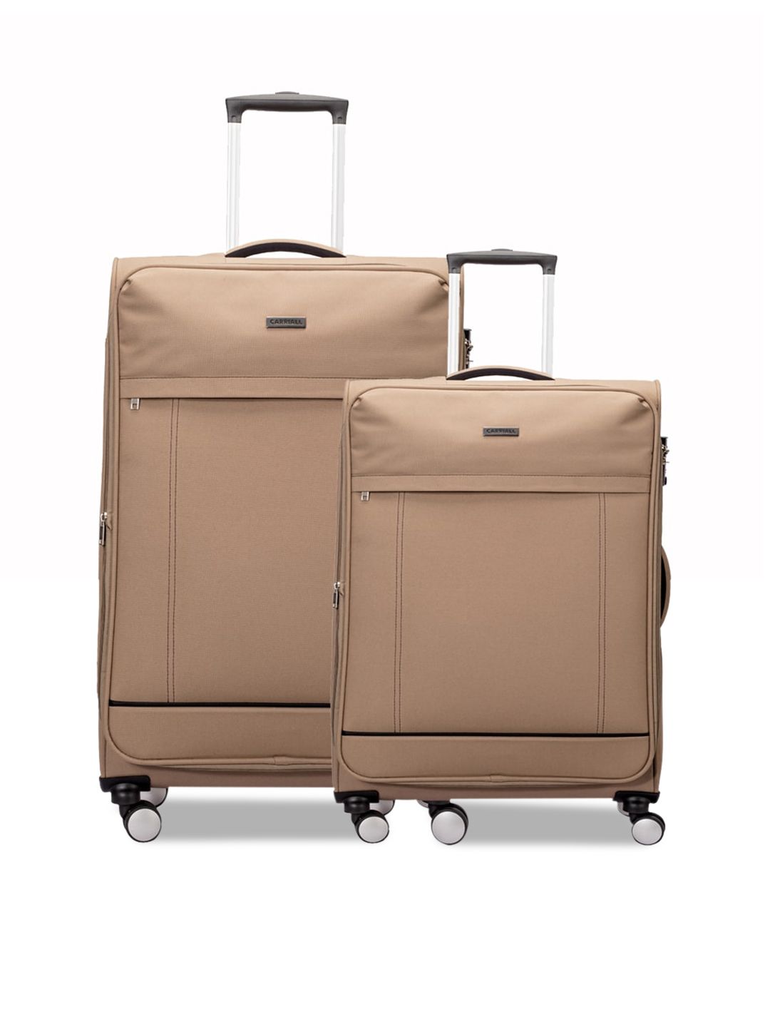 CARRIALL Set Of 2 Beige Solid Soft-Sided Trolley Suitcases Price in India