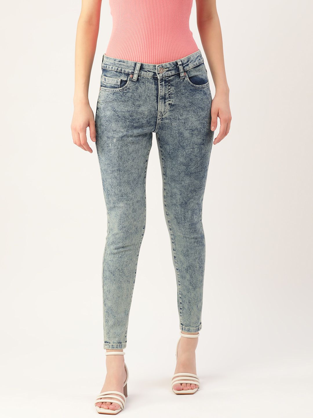 DressBerry Women Blue Acid Wash Stretchable Jeans Price in India
