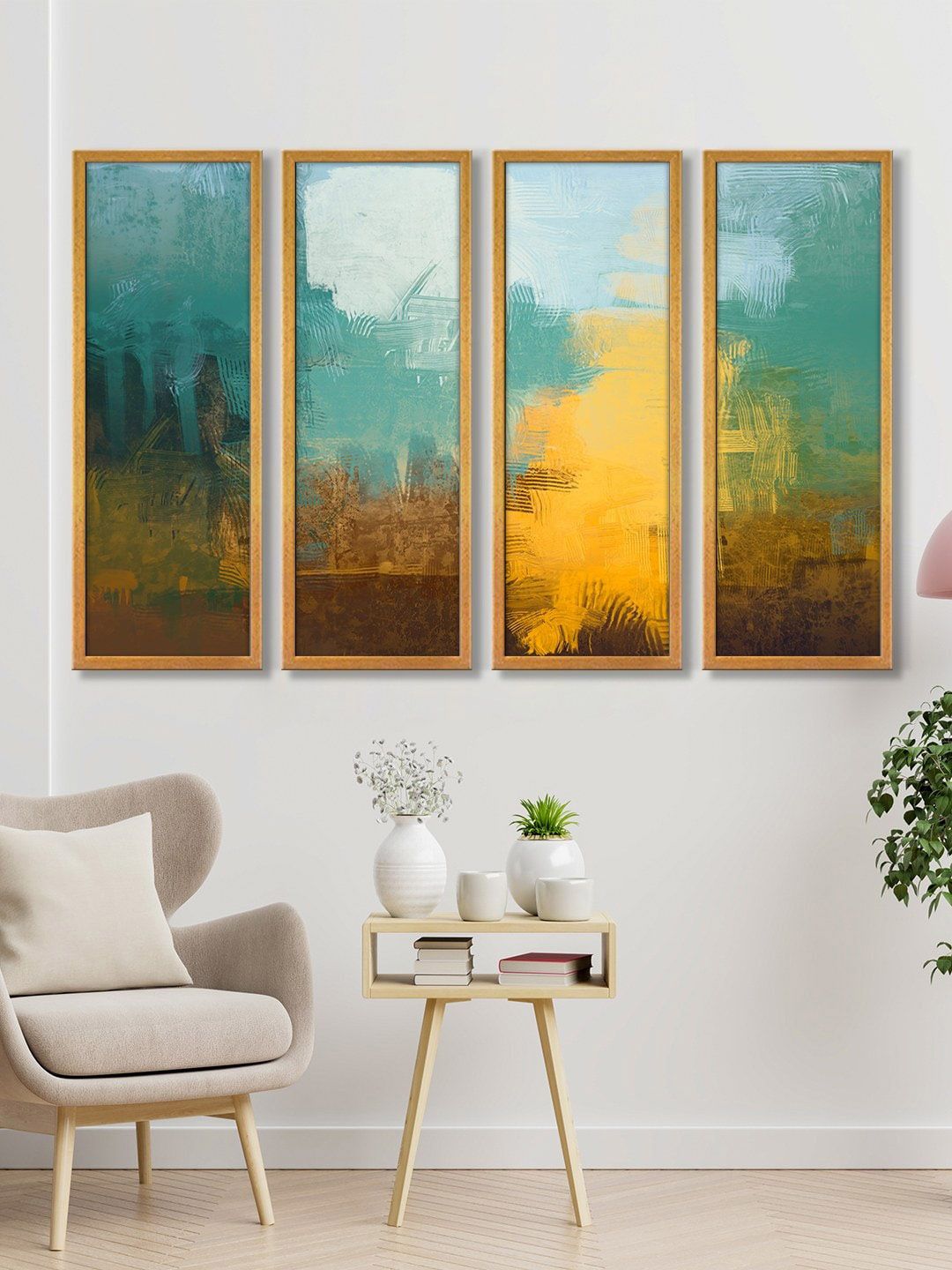 999Store Set of 4 Abstract Wall Paintings Price in India