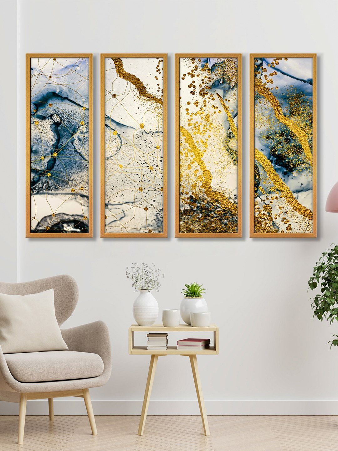 999Store Set of 4 Abstract Paintings Price in India