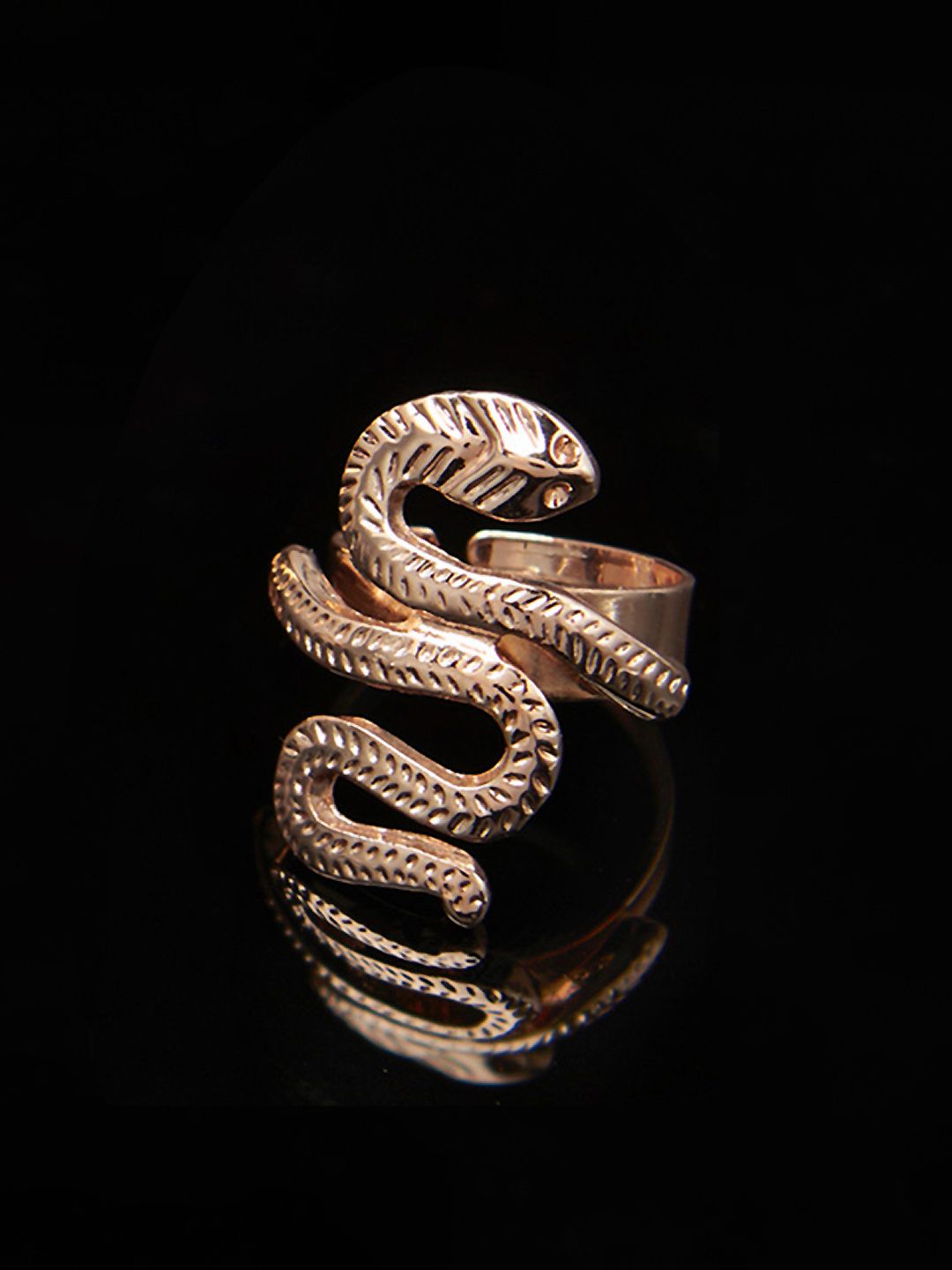 AMI Rose Gold-Plated Snake Contemporary Adjustable Finger Ring Price in India