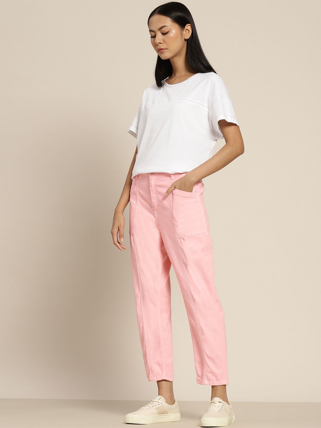 ether Women Pink Boyfriend Fit Stretchable Jeans Price in India