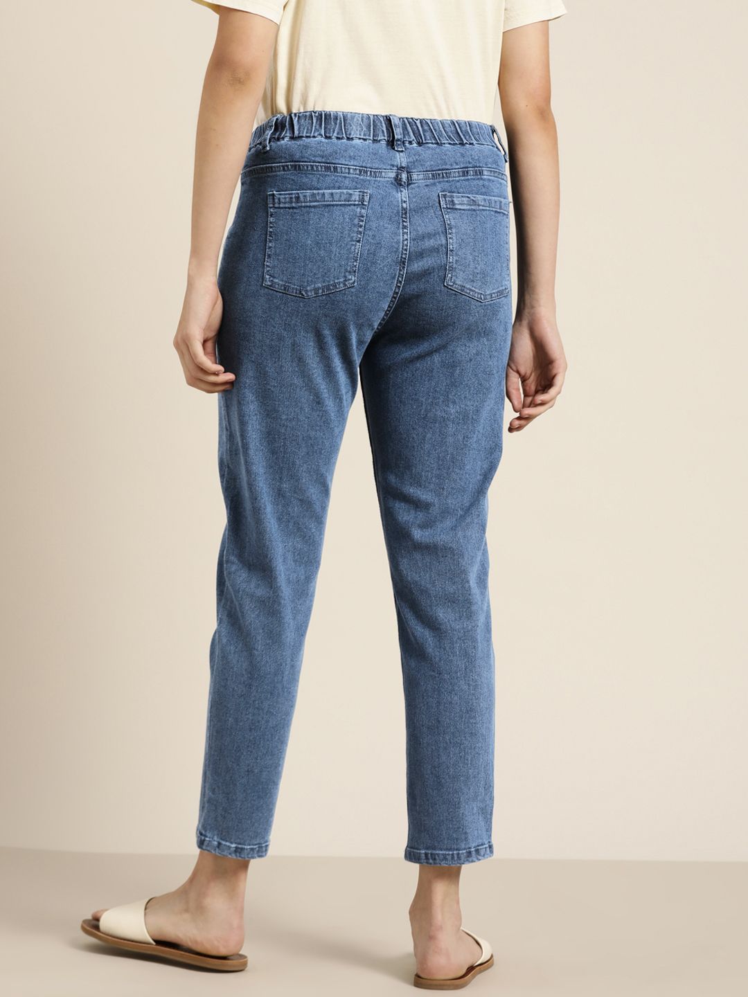 Buy ether Women Blue Solid Boyfriend Fit Stretchable Jeans - Jeans