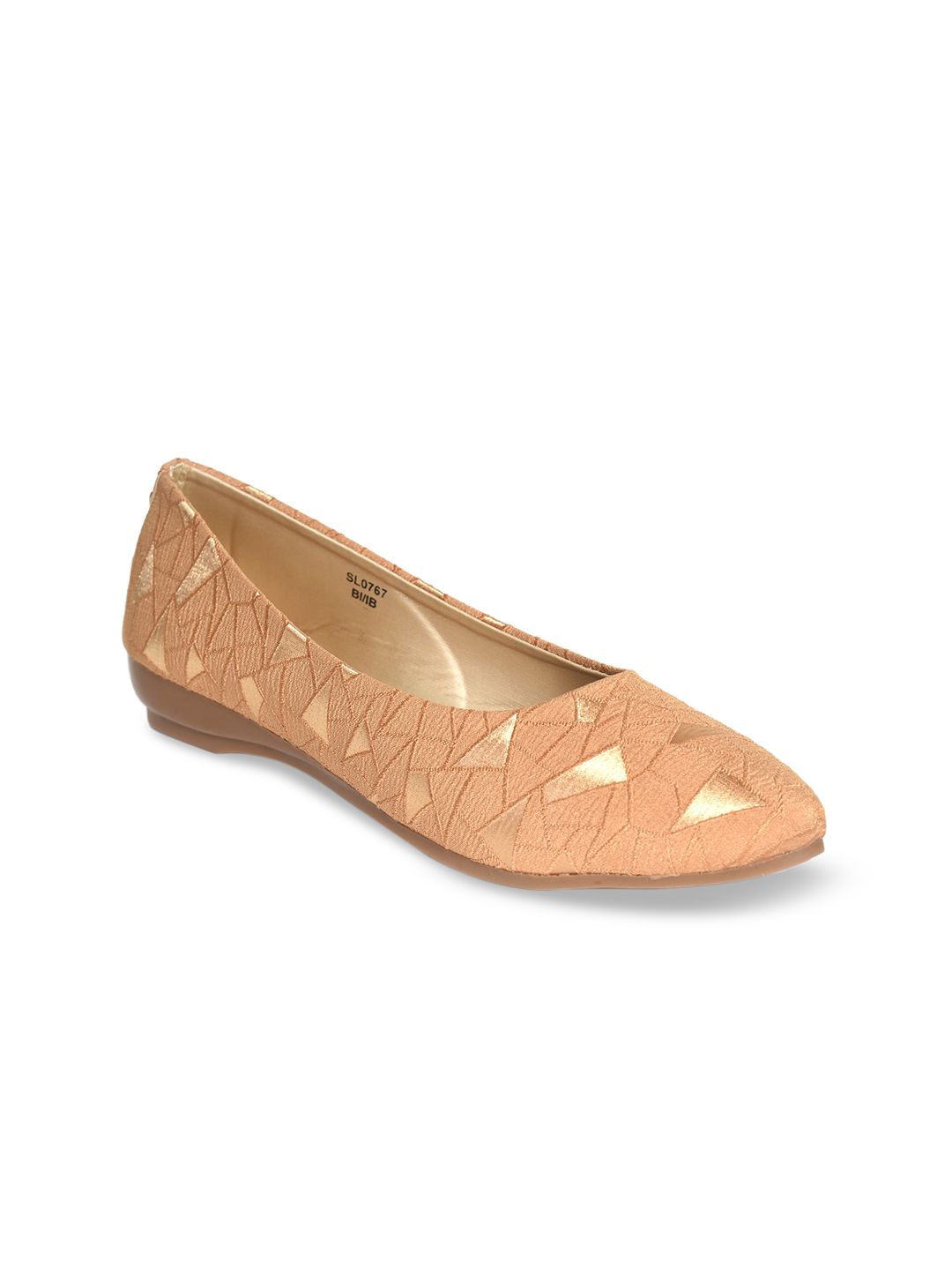 Ajanta Women Beige Textured Embellished Ballerinas