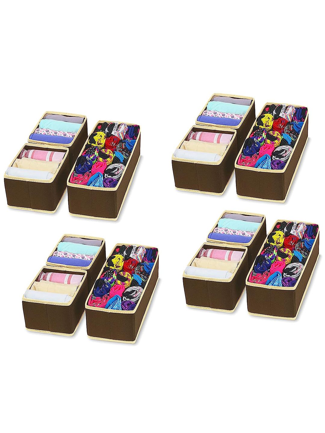 HOUSE OF QUIRK Brown 12 Pieces Storage Box Closet Dresser Drawer Organizer