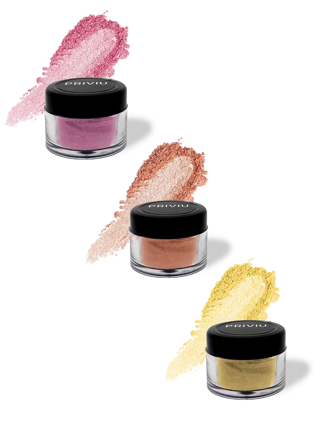 PRIVIU Women Set Of 3 Power Shimmer Eyeshadows 02 Gold 03 Mauve 04 Bronze Price in India