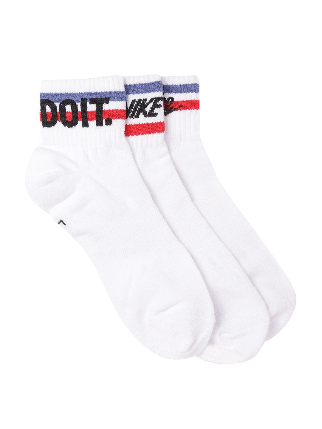 Nike Unisex Pack of 3 White Striped Detail NSW Everyday Essential Above Ankle Length Socks Price in India