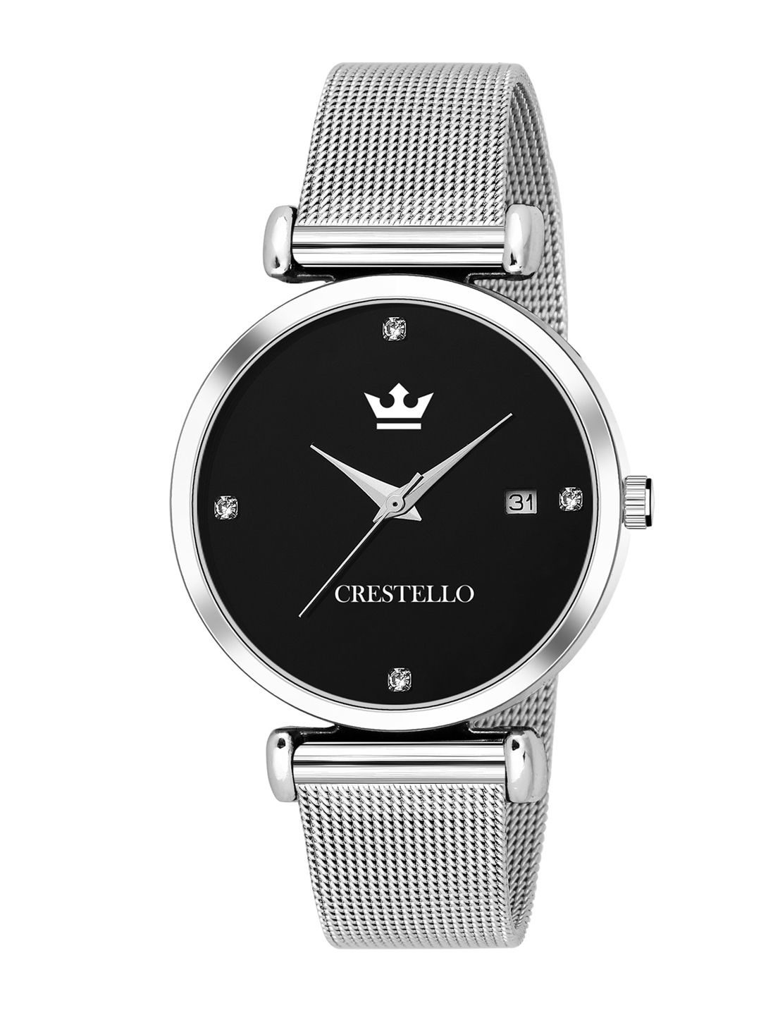 CRESTELLO Women Black Embellished Bracelet Style Analogue Watch Cr-Rg103 Price in India