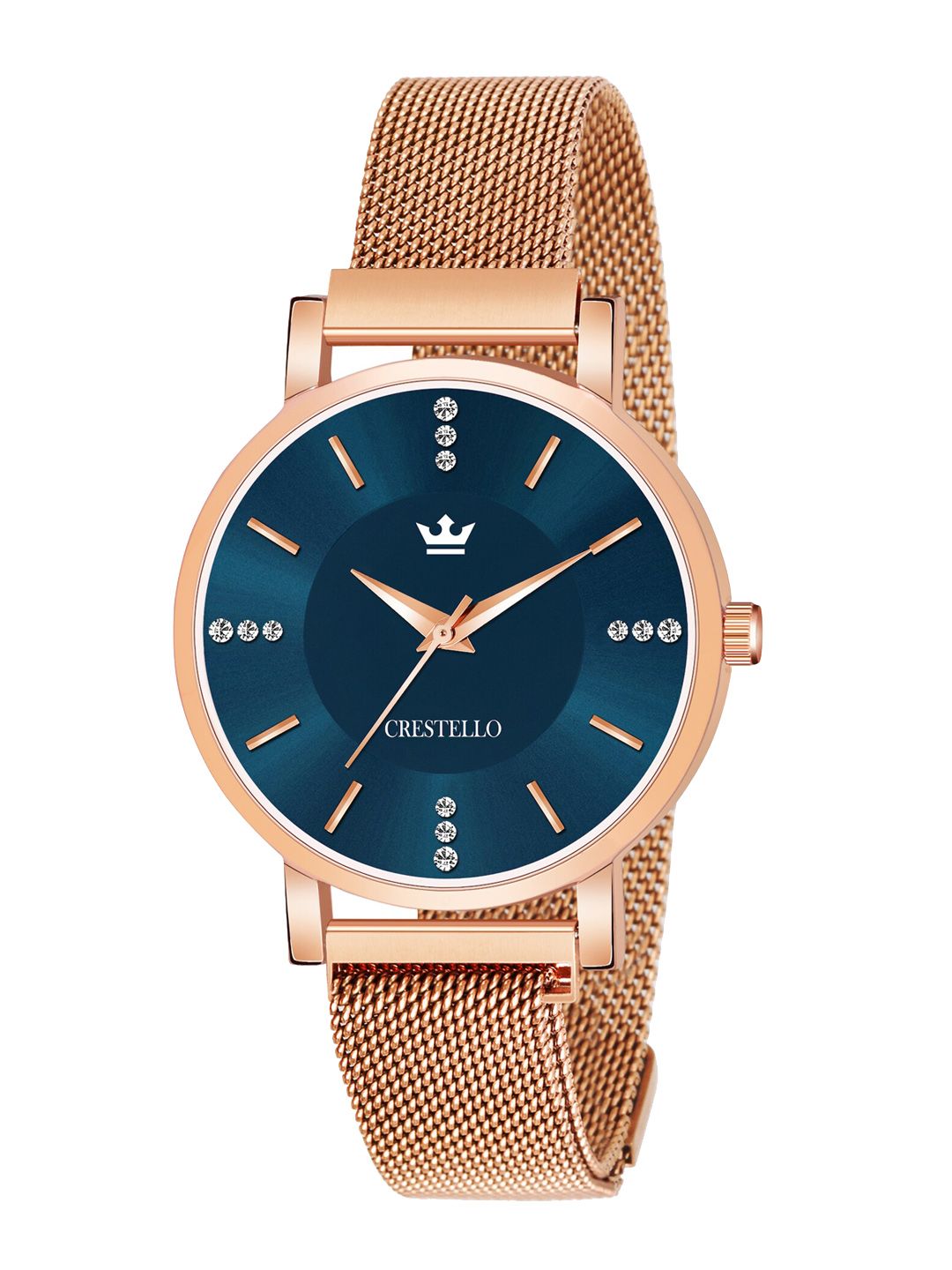 CRESTELLO Women Blue Brass Dial Bracelet Style Straps Analogue Watch CR-RG113-BLU Price in India