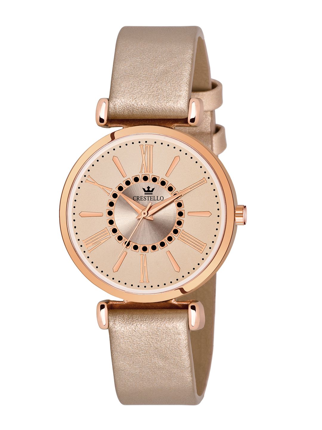 CRESTELLO Women Rose Gold-Toned Dial & Rose Gold Toned Straps Analogue Watch Price in India