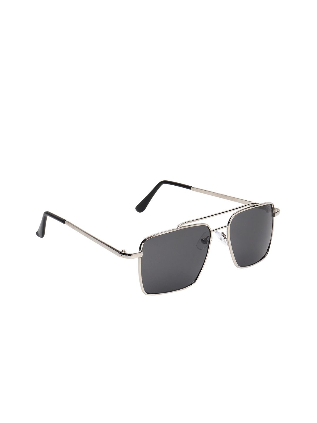 CRIBA Unisex Black Lens & Silver-Toned Square Sunglasses CR_QUATRA_N-BLK-Black Price in India